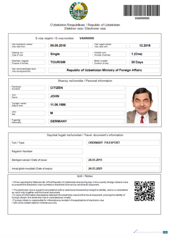 Download Uzbekistan e visa in Word and PDF template Photoshop template
